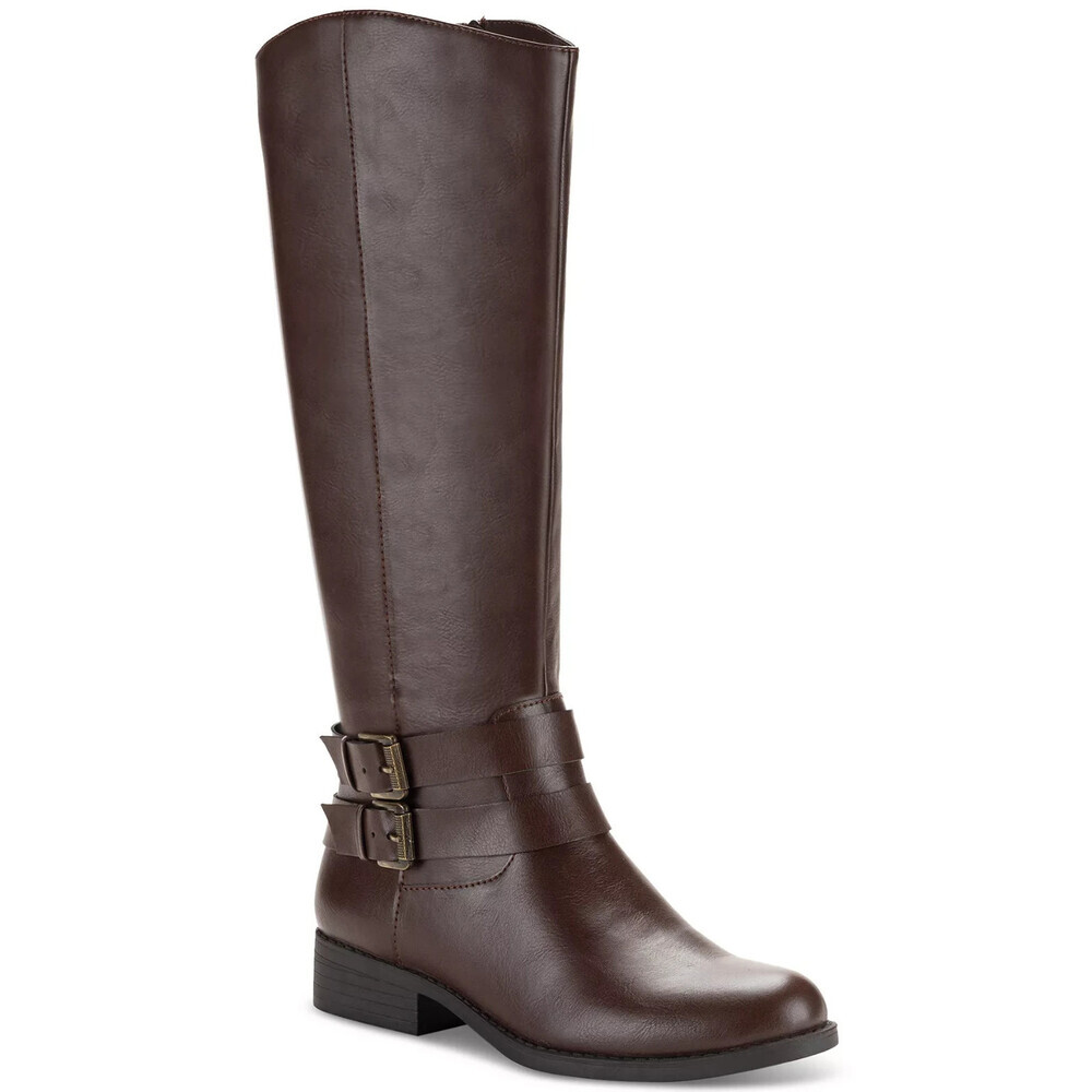 Style & Co Maliaa Women's US 7 Brown Faux Leather Knee High Riding Boots LION600